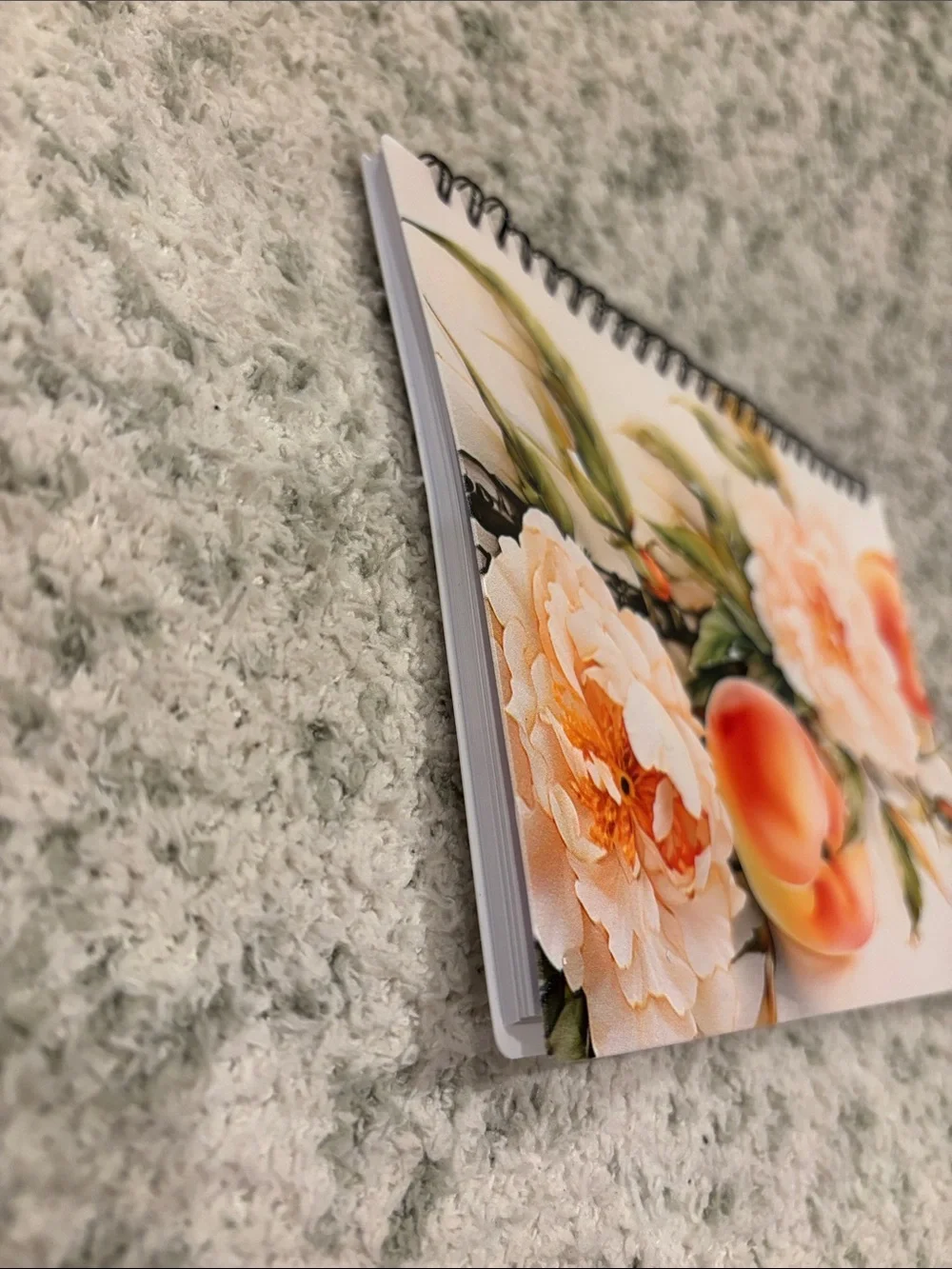 Peach Floral Spiral Writers Journal Notebook NWT 6x8.5”